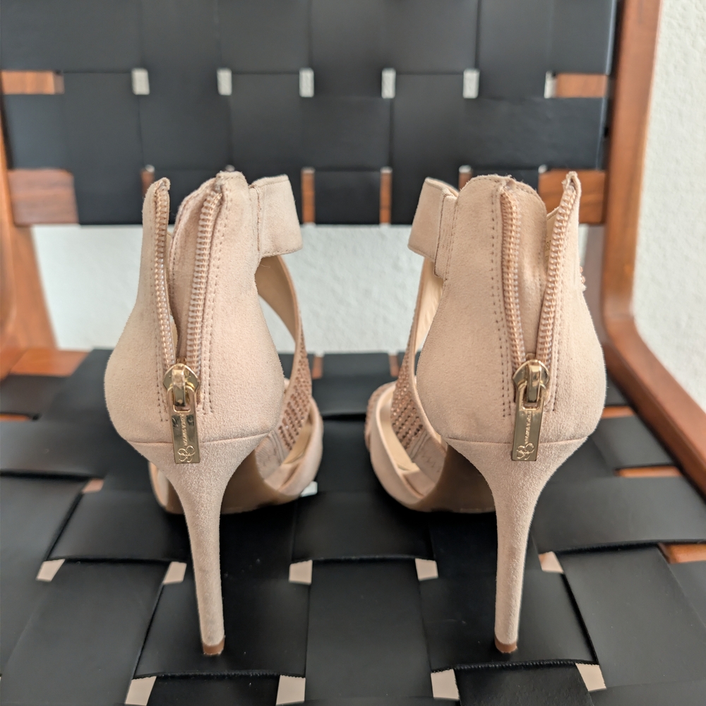 Jessica Simpson Nude/Rose Gold Embellished Strappy High Heels - Picture 5 of 9